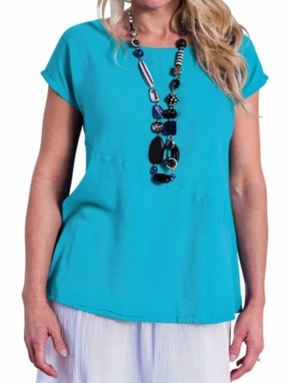 NWT Cottonways Teagan 100% Cotton Gauze SS Top Turquoise Blue Size 1 Or S/M